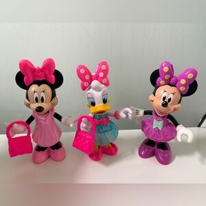 Minnie Mouse Bowtique Snap On Clothes Dolls Dress Up Bows Shoes Accessories Lot